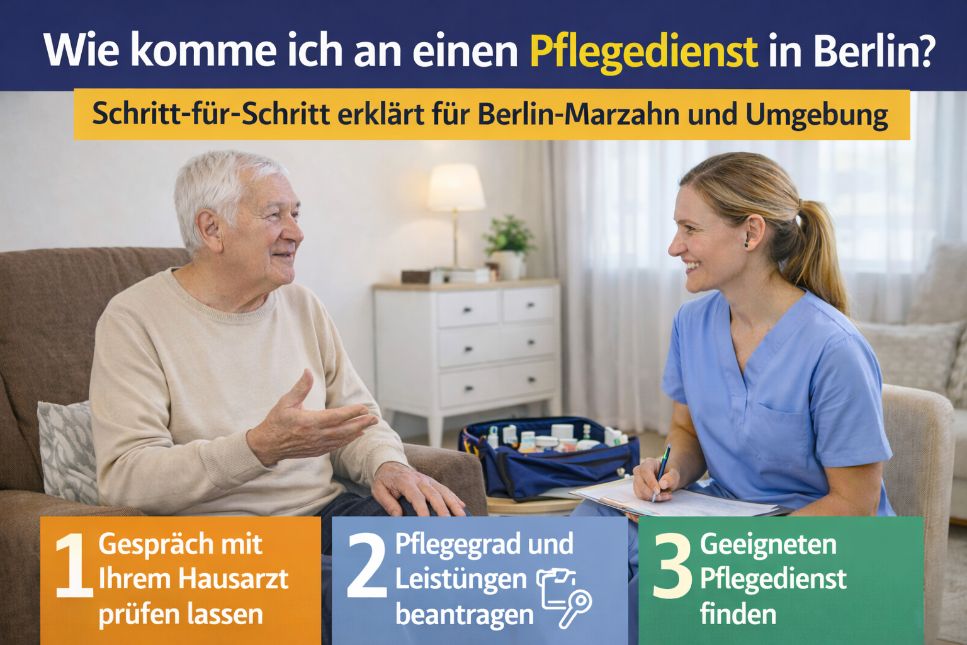 Beratung durch ambulanten Pflegedienst bei einem Senior zu Hause in Berlin-Marzahn und Umgebung